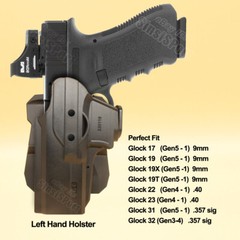 Left Hand G17 G19 Holster Fits ​Glock 45 17 17L 19 19X 32 31 22 23 G17 Gen5 Mos