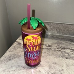 Cool Gear Tumbler Palm Trees And Sun Double Wall Insulated Hawaiian Summer 16 Oz
