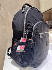 NWT Kipling Seoul vintage laptop Large Backpack in Black silver zipper 45cm