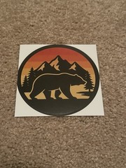 Bear Mountain Sunset Circle Sticker 3.15” Vinyl Decal Nature Adventure Outdoors
