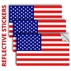 3 Pcs Reflective American Flag Sticker, 5×3 Inches, American Flag Decal Stickers