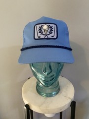 Vintage Golf Hat Blue Patch Rope Adjustable Strap Made In Taiwan
