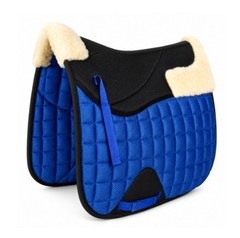 Blue English Saddle Pad Faux Sheepskin All Purpose jumping Horse Pad Full Cob