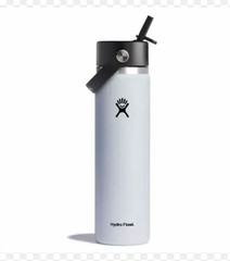 Hydro Flask 24 fl oz Wide Mouth Straw Lid Water Bottle Insulated SS White