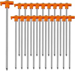 20 Pack Tent Stakes Heavy Duty, 10inch Tent Stakes Pegs, Metal Tent Spikes Groud