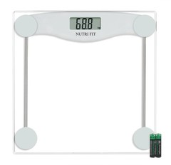 NUTRI FIT Digital Bathroom Scale for Body Weight 11.2″ x 11.2″, Bright White
