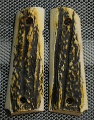 1911/Clones Kimber/Colt Frames Stag Aged Look Grips #5 Hand Colored Aged.