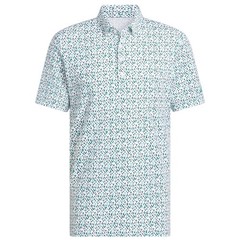 Adidas Mens Ultimate365 Micro Argyle Golf Polo Shirt White Teal JL5270 Size M