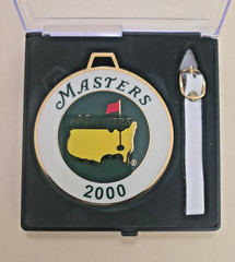 New: Masters Masters 2000 Vintage Metal Golf Bag Tag Green Yellow White