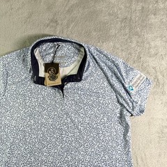 Swannies Golf Polo Shirt 2X Large Blue Ditsy Print Short Sleeve Button Up