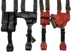 RIGHT HAND Leather Shoulder Holster & Ammo Pouch for Autos & Revolvers – CHOOSE