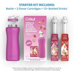 Cirkul 32 fl oz Stainless Steel Water Bottle Pink w/ Lid & 2 Cartridges New!