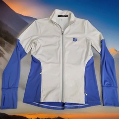 ⛳RLX Ralph Lauren Women’s Golf Jacket Medium White Blue Zip Stretch Wicking