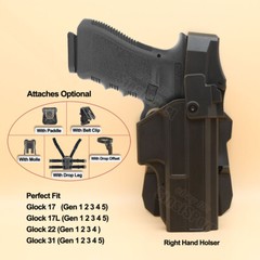Level 3 III Police Duty Holster For Glock 17 17L 17M 22 31 Gen1-5 G31 Holster