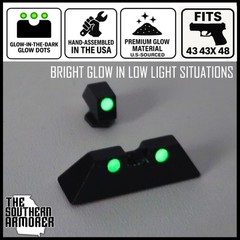 Glow Night Sights for Glock® 43 43X 48 | Fits Slimline | Bright Front & Rear Dot