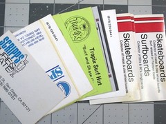 vtg 1960s-1990s Surf memorabilia – business cards Surf skate crossover + shops