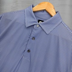 FootJoy Golf Polo Blue Geometric Diamond Print Golf Stretch Performance Large