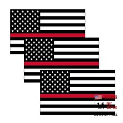 3 Pack Firefighter Thin Red Line Flag Sticker Vinyl Decal for 3×5 Inch 3 Pack