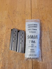 Lot Of 3 Check-Mate Industries 1911 Compact 9mm 7rd Stainless Magazines