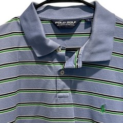 Polo Golf Ralph Lauren Shirt Large Mens Blue Striped Pima Cotton Short Sleeve