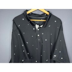 Nike Dri-FIT Mens 4XL Black Geometric Square Print Golf Polo Shirt Short Sleeve