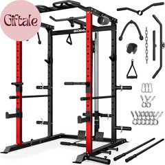 C1-V4 Power Cage, 2000LBS Squat Rack with LAT Pulldown, Multi-Function Weight Ca