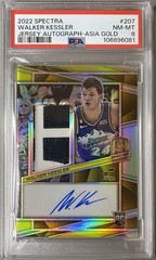 2022-23 Panini Spectra Walker Kessler (RC) Rookie Jersey Auto #/3 Gold PSA 8