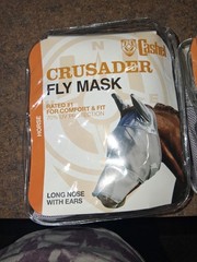 2pk Cashel Crusader Fly Mask Horse Long Nose W/Ears & 70% UV Sun Protection Gray