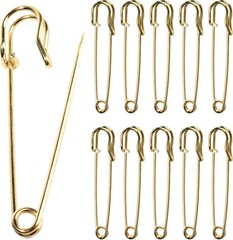 10 Pack 4 Inch Stainless Steel Large Safety Pins, for Clothes Leather Canvas Bla