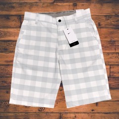 Nike Dri-Fit UV Plaid Chino Golf 9″ Shorts Mens 30 Photon Dust DH1294-025 NWT