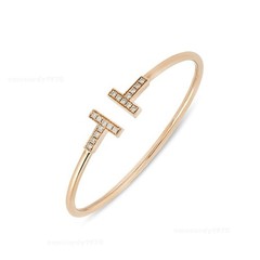 Tlffany & Co. Rose Gold Tiffany T Diamond Wire Bracelet Size Medium