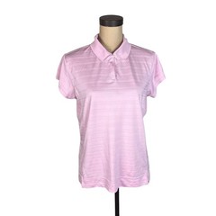 Adidas Climacool Womens Pink Short Sleeve Golf Polo Shirt Large Stripe Texture