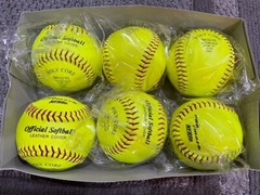 6 Pro Mark New Leather SPC12-YL 12″ NFHS Official Softballs – Optic Yellow