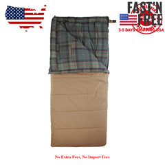 USA WAREHOUSE 15 Degree Cold Weather Rectangle Canvas Sleeping Bag, 84”x36”, Tan