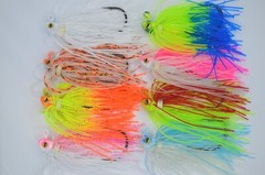 Flounder, Fluke Teasers 5 Pack 1/4oz or 3/8oz 6/0 Hooks Silicone Skirts Seabass