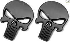 2 PCS Car Punisher Sticker, 3D Metal Skull Emblems Stickers, Self-Adhesive Perso