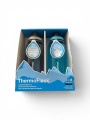 ThermoFlask 32 fl oz Leakproof BPA-Free Water Bottle Set Spout Lid Blue/Black