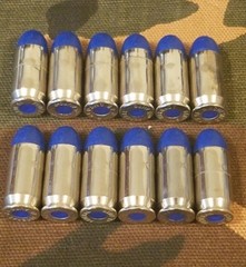45 ACP SNAP CAPS SET OF 12, BLUE AND NICKEL, REAL 230gr WEIGHT!!!