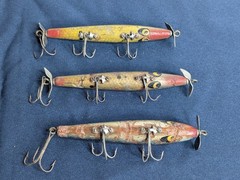 Vintage Early Lot of 3 Wood Smithwick Devils Horse & Warhorse, Rough Shape
