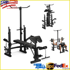 6-in-1 Adjustable Weight Bench with Squat Rack,Lat Pulldown & Leg Extension Home