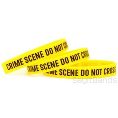 Three (3) of CRIME SCENE DO NOT CROSS Bracelets – CSI Yellow Silicone Wristbands