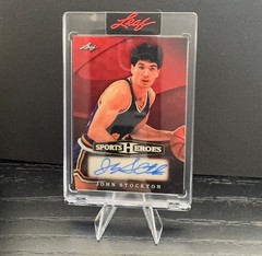 2026 Leaf Sports Heroes John Stockton Auto Red Flood /1 #BA-JS2