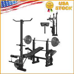 6-In-1 Foldable Adjustable Weight Bench Set with Leg Extension & Preacher Curl
