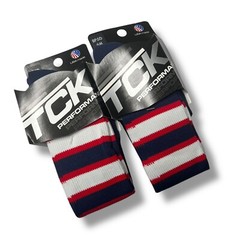 TCK Performance Knee High Striped Socks Red Blue White Size S 2 Pair