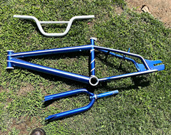 Dyno 20 in Bicycle Frame – Blue & White Bike Frame Part with Fork & Handlebar