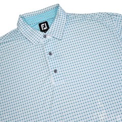 FOOTJOY Men XL Blue White Check Performance Stretch Short Sleeve Golf Polo Shirt