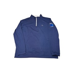 Rhoback Mens XL Navy Blue Quarter Zip Pullover Performance Golf Sweatshirt Logo