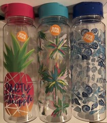 Lot Of 3x WATER BOTTLE Plastic BPA Free Bottom 30 FL OZ 886ML