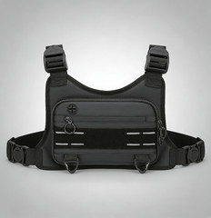 Water Resistant Lightweight Sports Running Chest Bag with Phone Holder, Black