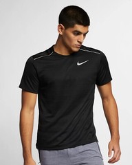NWT Nike Dri-Fit Miler Men’s Running Reflective Shirt Black Sizes AJ7565-010